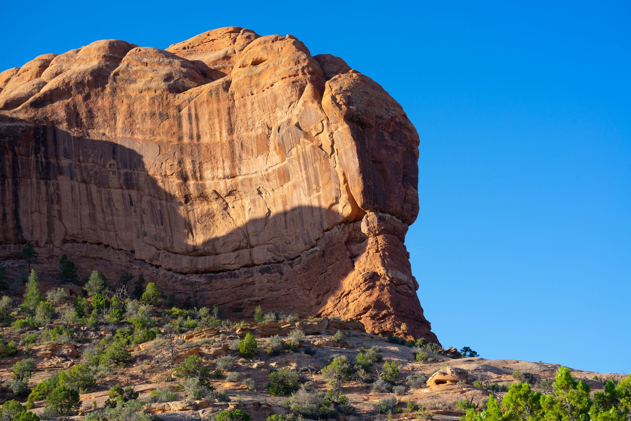 Red rock formation in the desert landscape near Moab, Utah